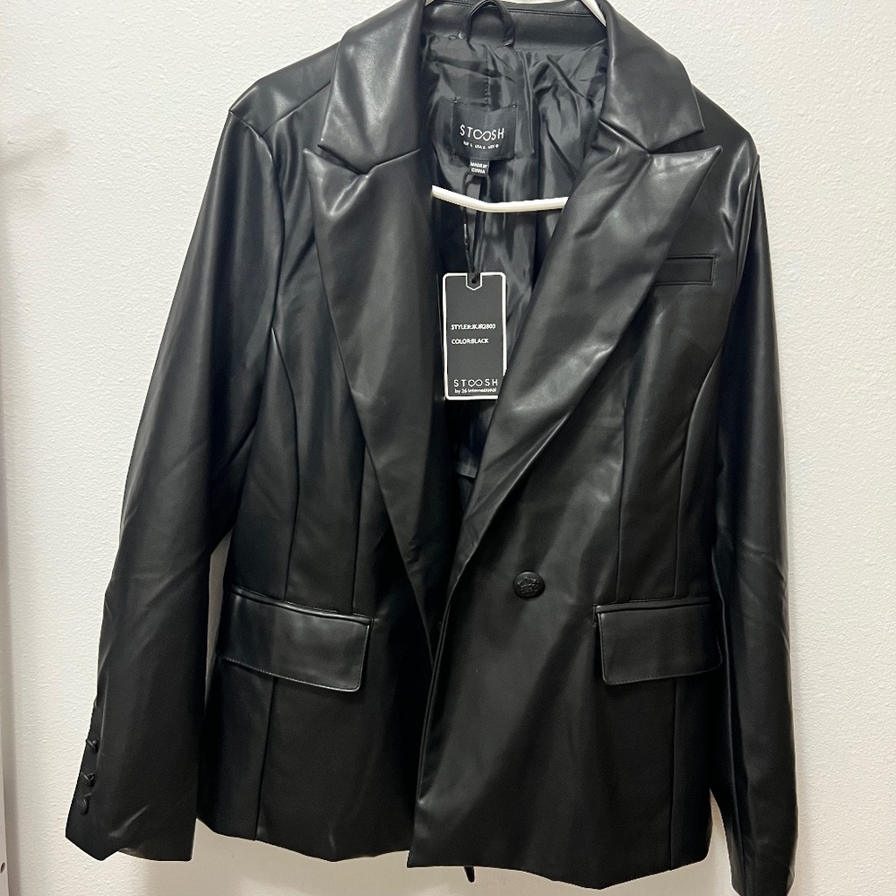 Faux Leather Blazer